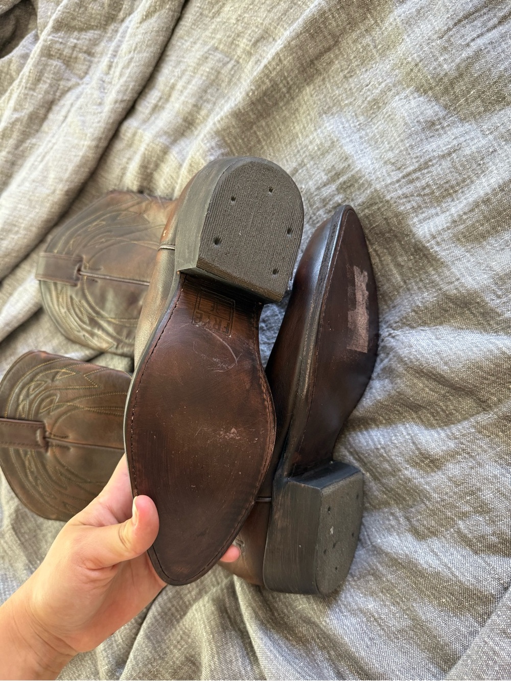 Frye Dark Brown Leather Western Boots - Picture 3 of 4